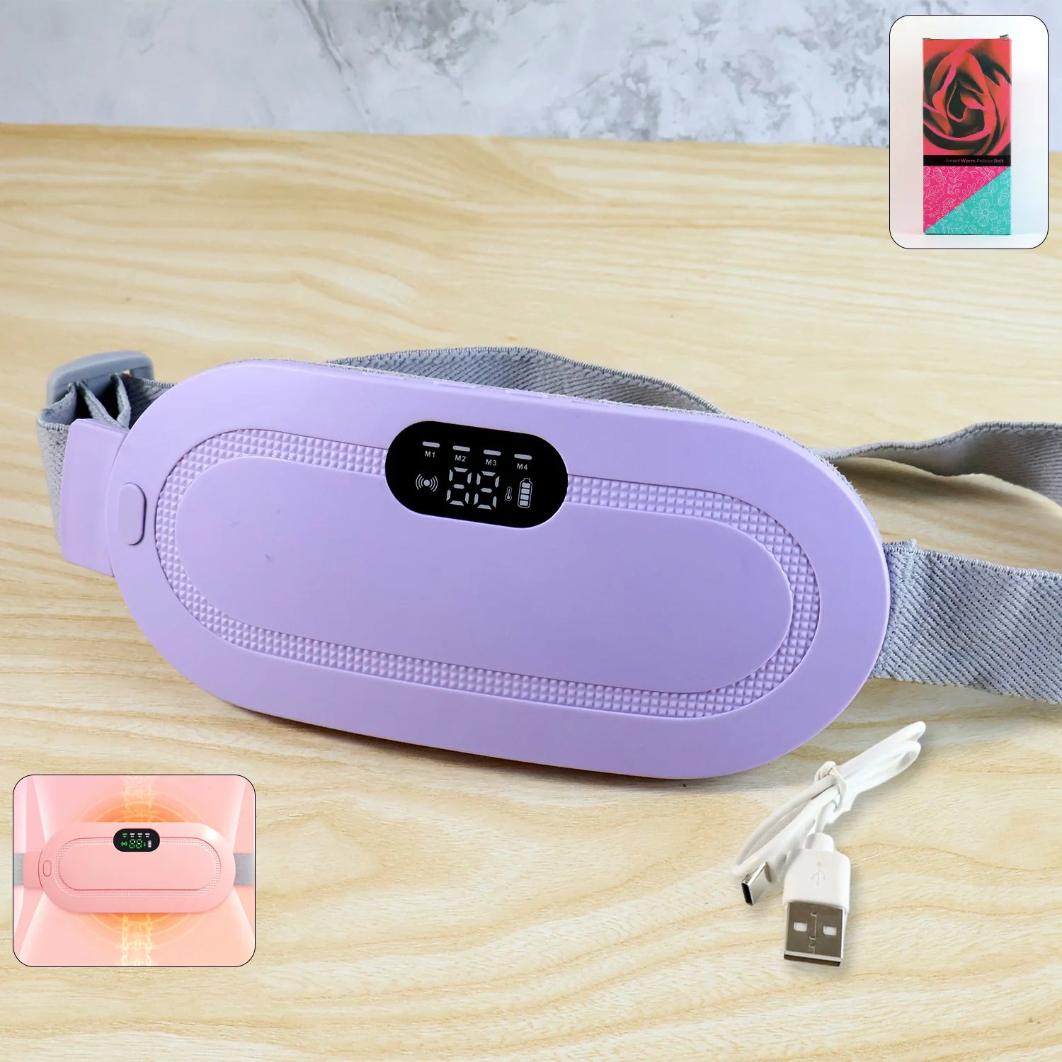 Rechargeable Heating & Vibration Waist Belt | Smart Menstrual Pain Relief Belt