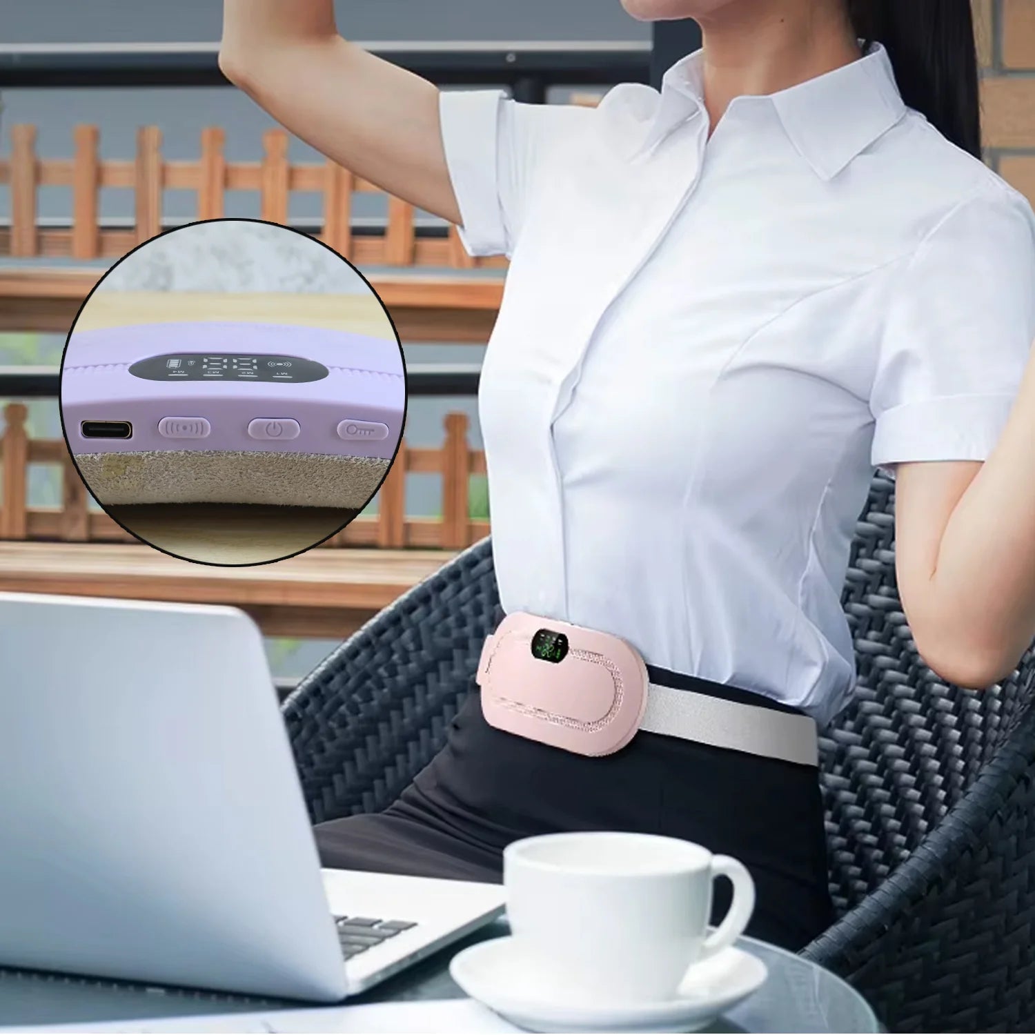 Rechargeable Heating & Vibration Waist Belt | Smart Menstrual Pain Relief Belt