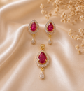 Ruby Royale Teardrop Pendant Set