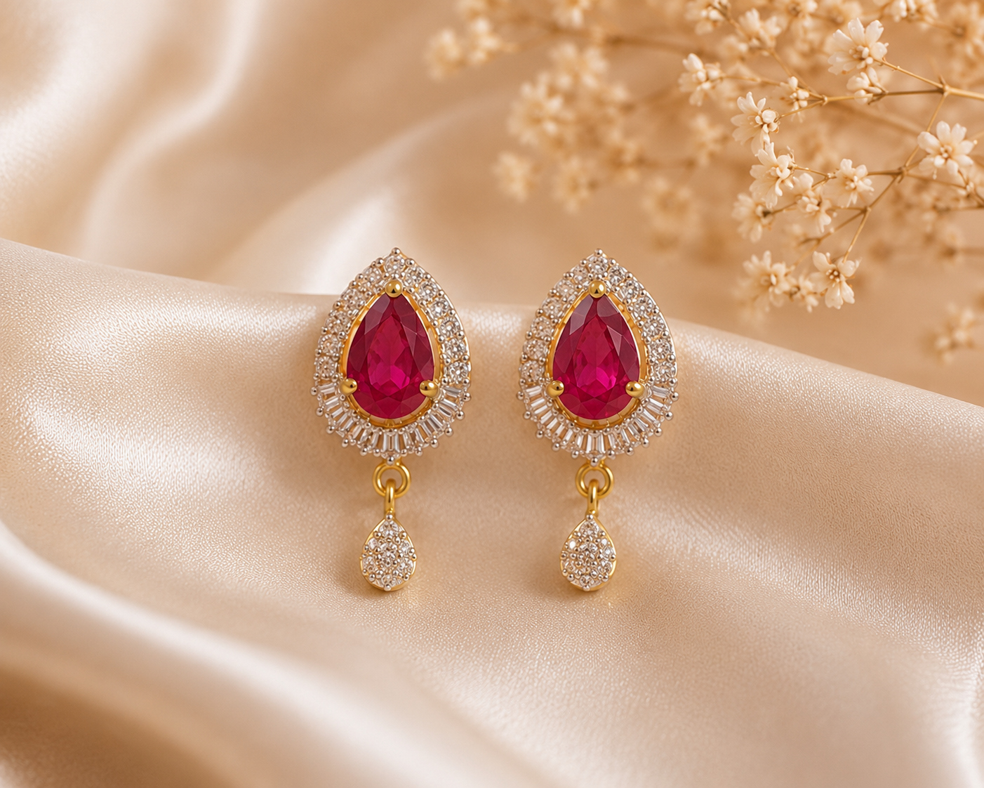 Ruby Royale Teardrop Pendant Set