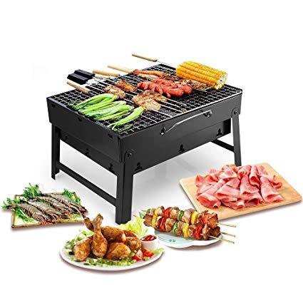 Portable Charcoal BBQ Grill | Foldable Barbecue Grill with Carry Handle