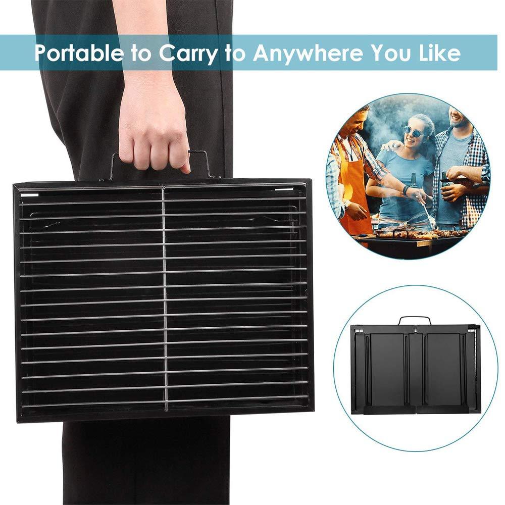 Portable Charcoal BBQ Grill | Foldable Barbecue Grill with Carry Handle