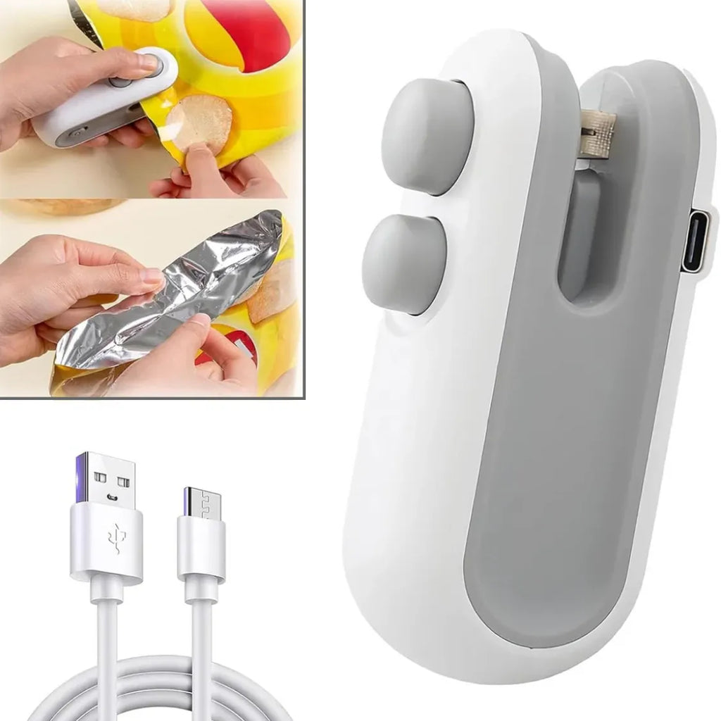 2-in-1 Mini Bag Sealer & Cutter | USB Rechargeable Heat Sealer