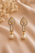Golden Pearl Teardrop Drop Earrings