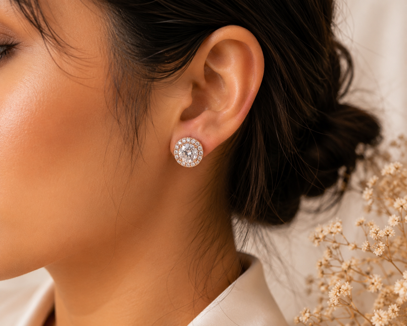 Radiant Halo Crystal Stud Earrings