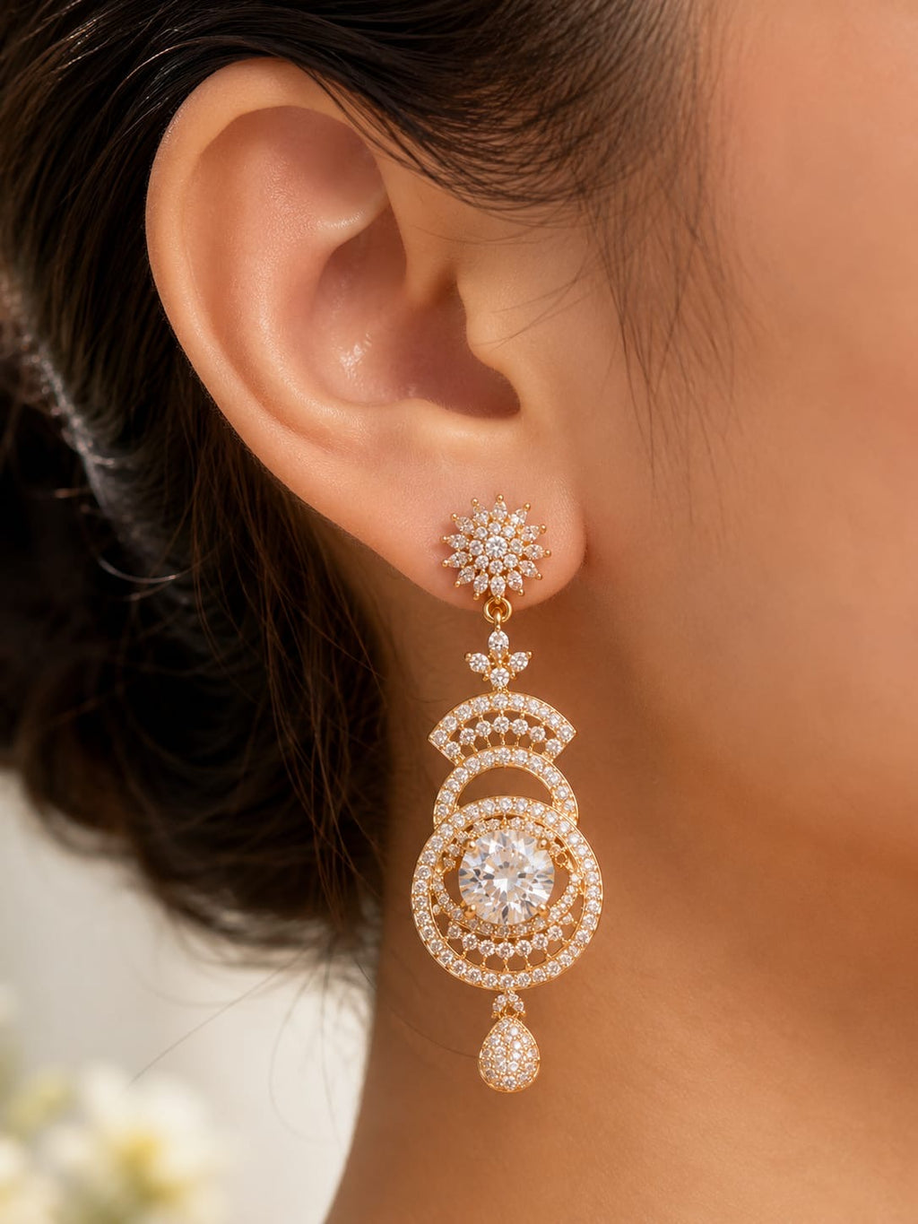 Zarelle Royal Halo Drop Earrings