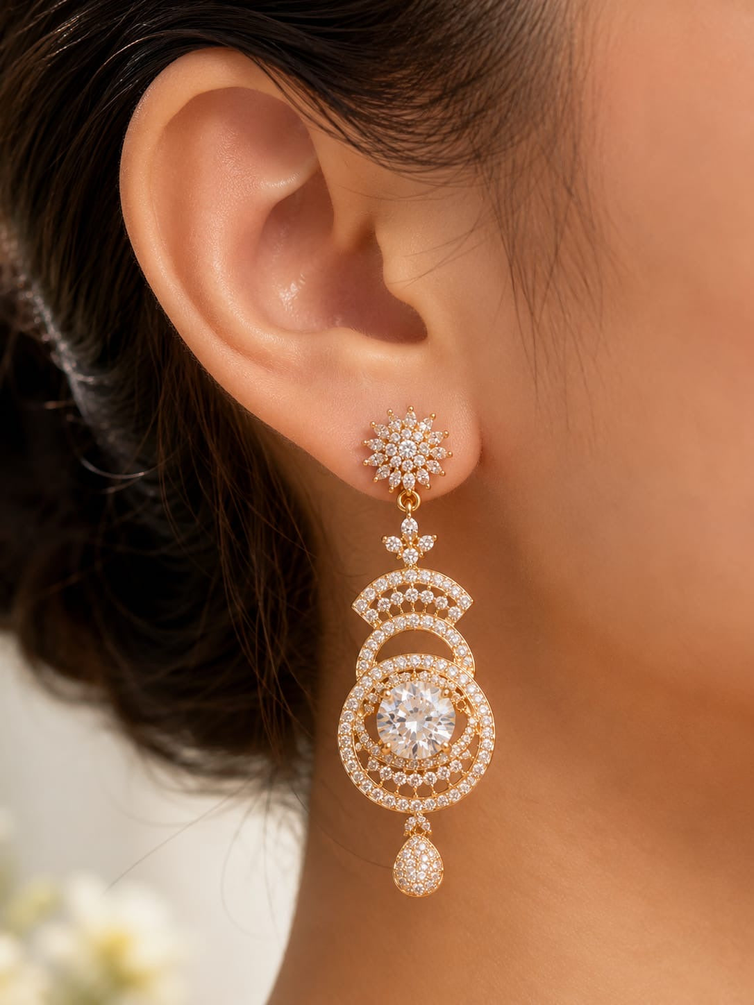 Zarelle Royal Halo Drop Earrings