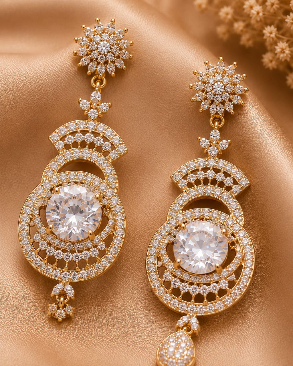 Zarelle Royal Halo Drop Earrings