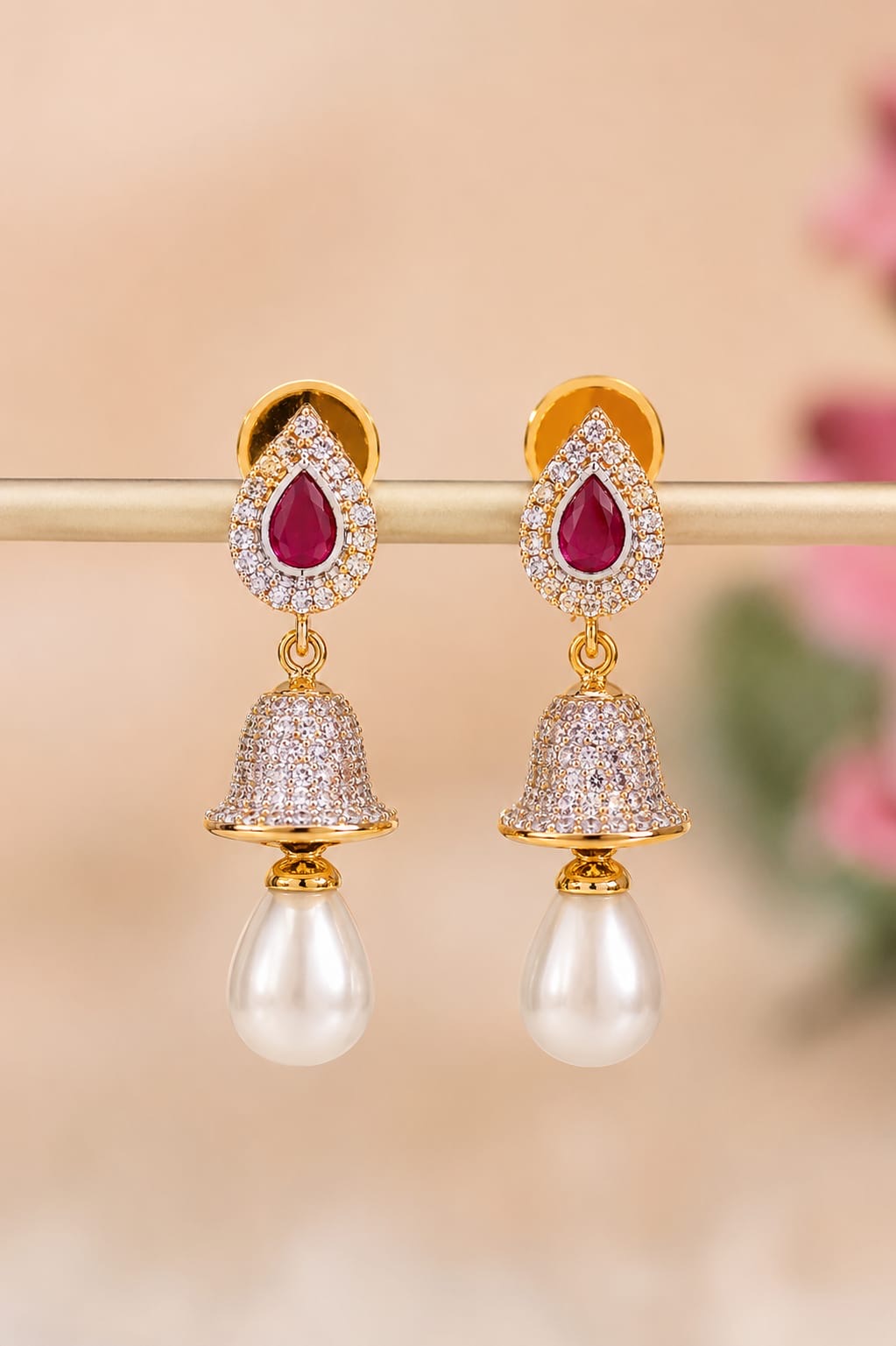 Ruby Élan Pearl Drop Earrings