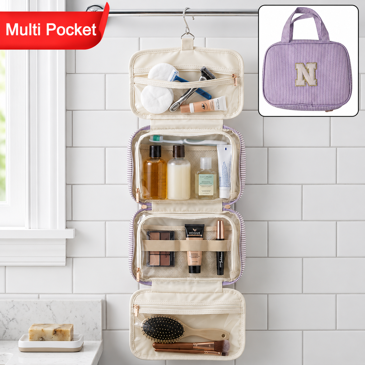 Travel Hanging Toiletry Bag | Multi-Pocket Cosmetic Organizer