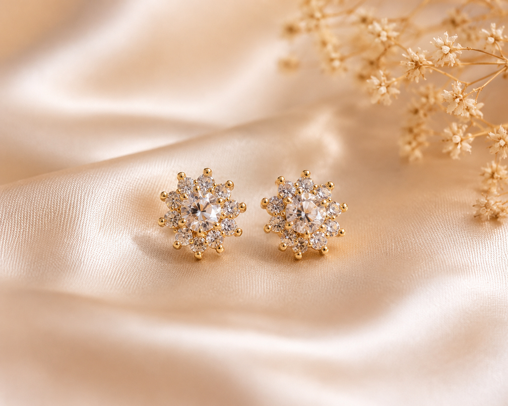 Celestia Bloom Crystal Stud Earrings