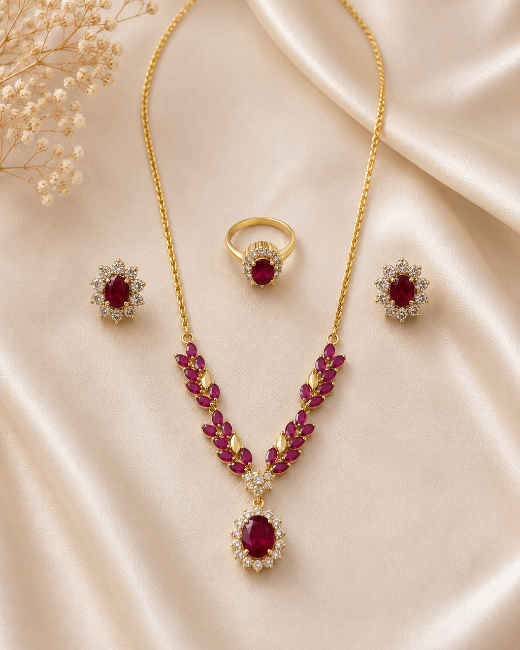 Ruby Royale Elegance Jewelry Set