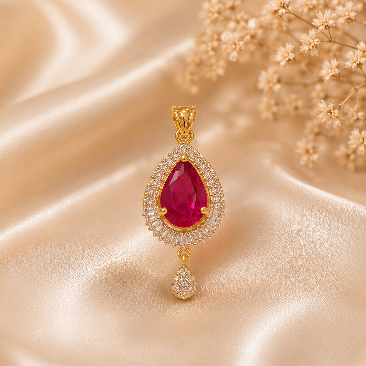 Ruby Royale Teardrop Pendant Set