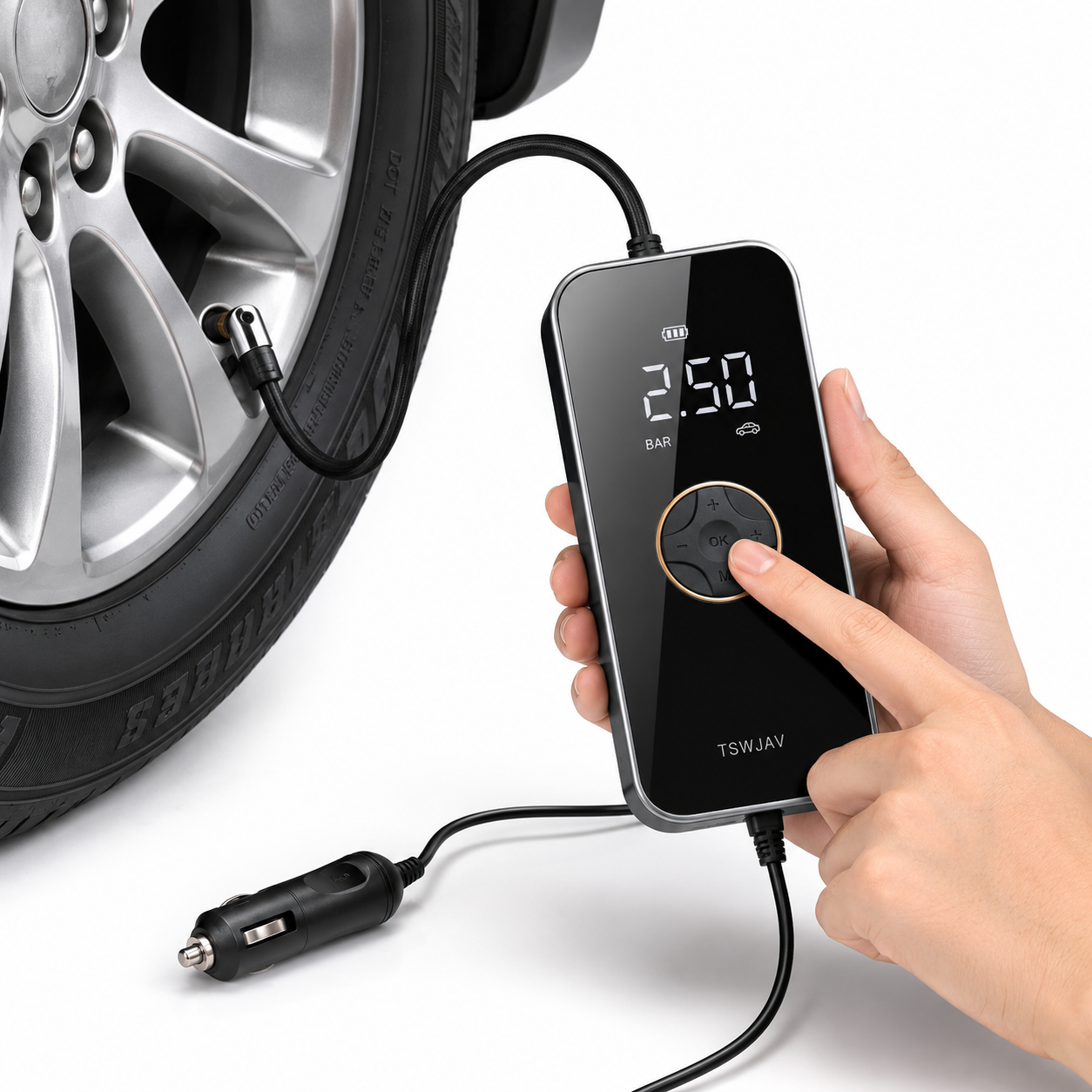 Portable Electric Tyre Air Pump | Wireless Digital Air Compressor