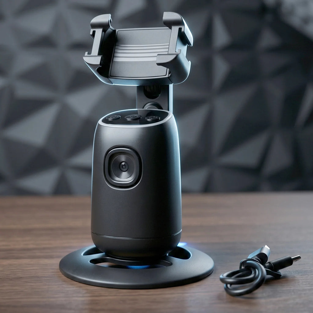 Smart AI Auto Face Tracking Phone Holder | 360° Rotating Mobile Stand