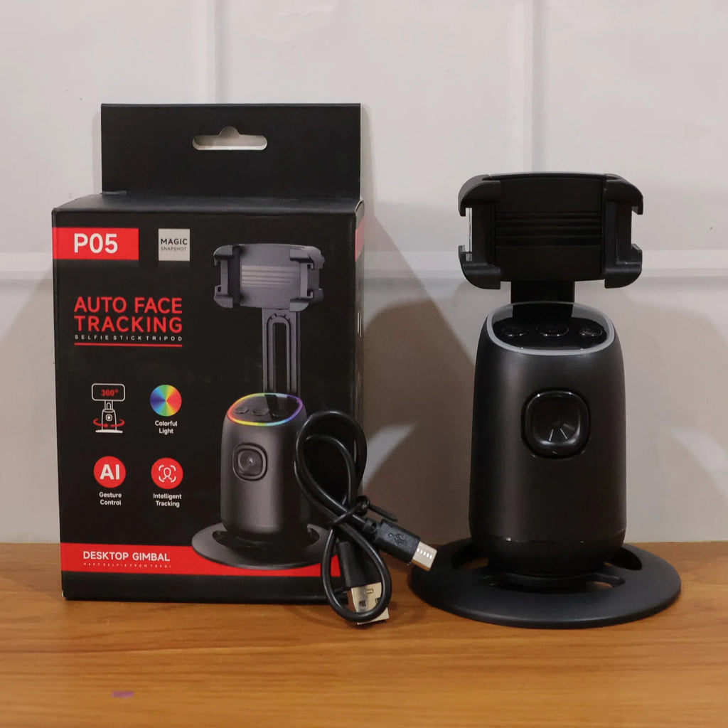 Smart AI Auto Face Tracking Phone Holder | 360° Rotating Mobile Stand