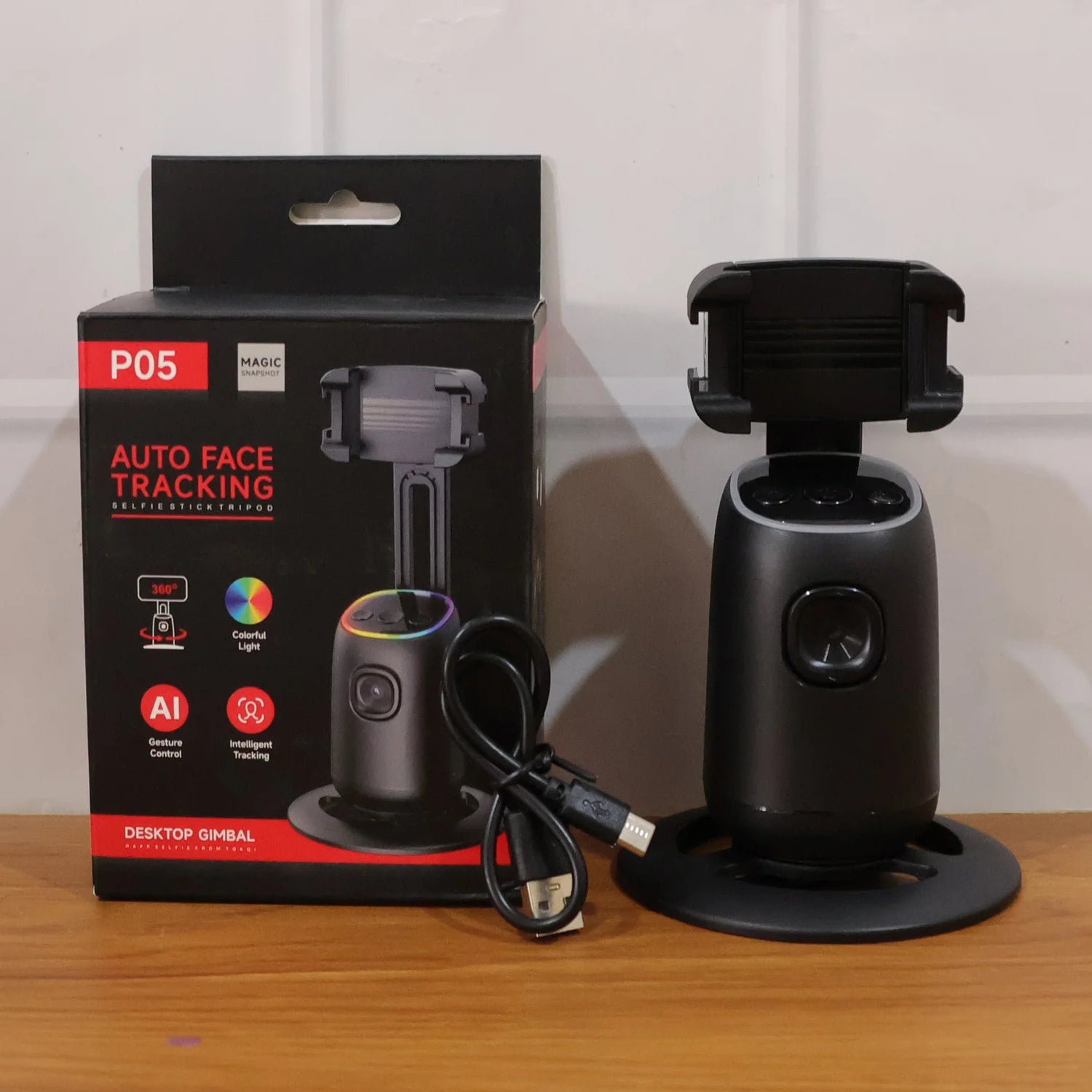Smart AI Auto Face Tracking Phone Holder | 360° Rotating Mobile Stand