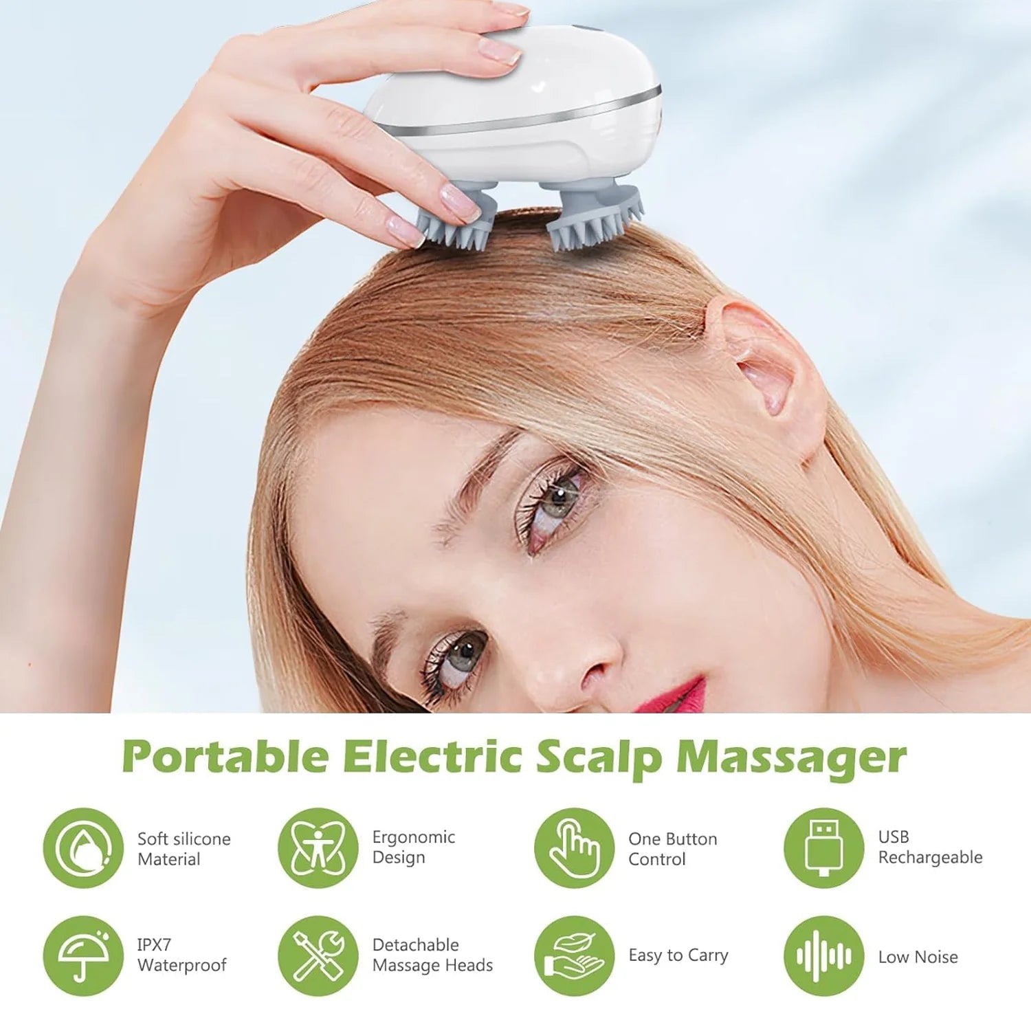 Electric Scalp & Body Massager | Rechargeable Handheld Massage Brush