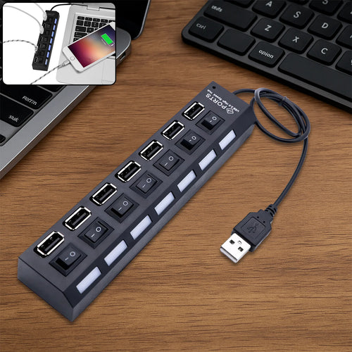 7-Port USB 2.0 Hub with Individual On/Off Switches