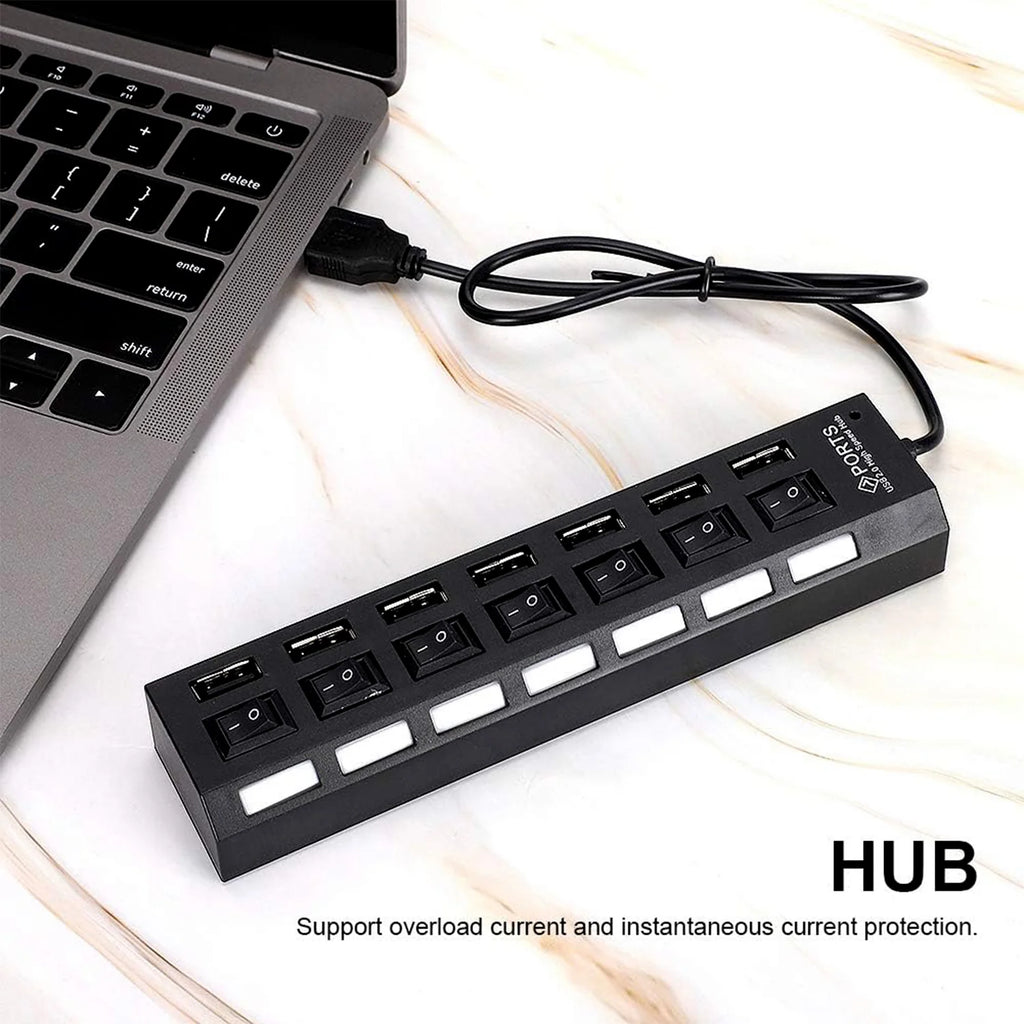 7-Port USB 2.0 Hub with Individual On/Off Switches