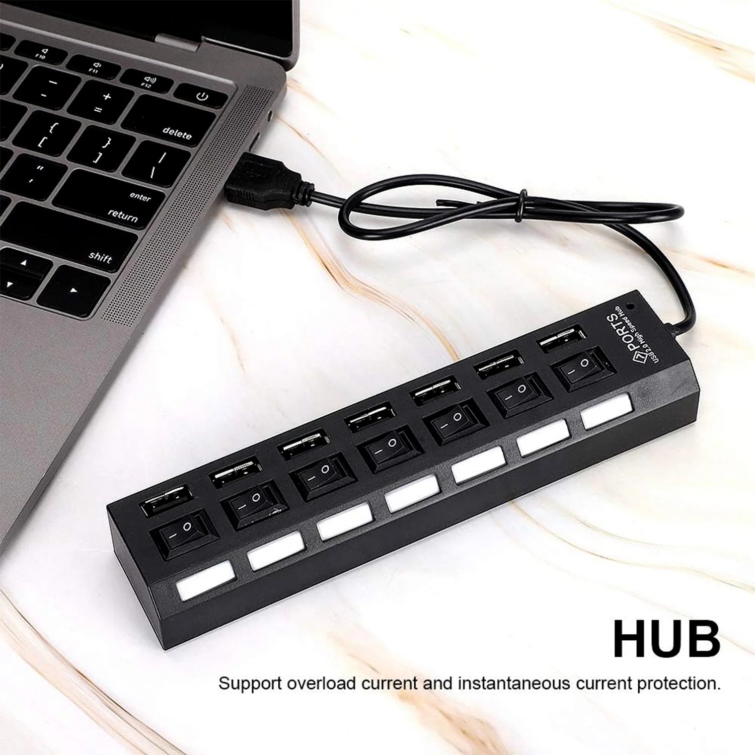 7-Port USB 2.0 Hub with Individual On/Off Switches
