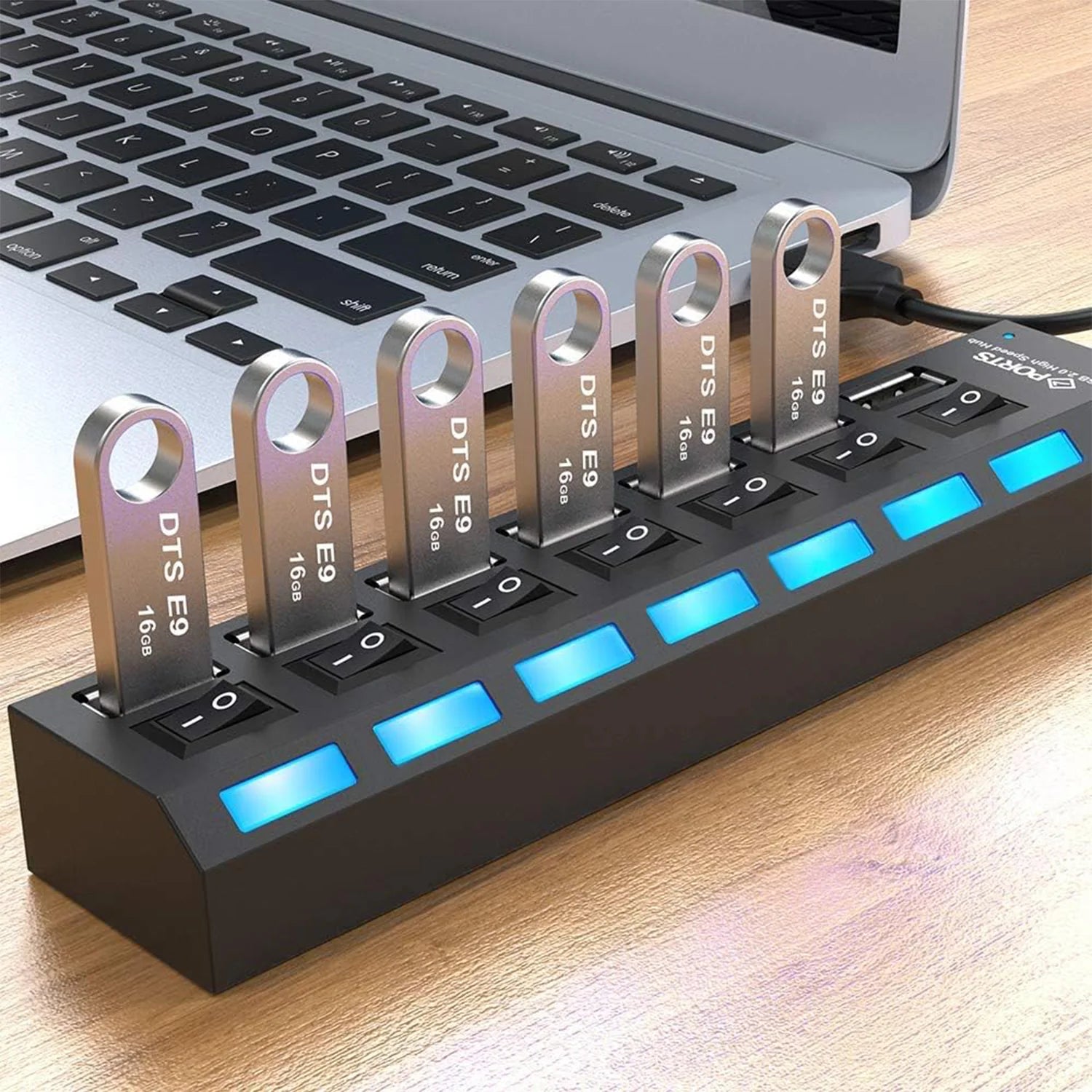 7-Port USB 2.0 Hub with Individual On/Off Switches