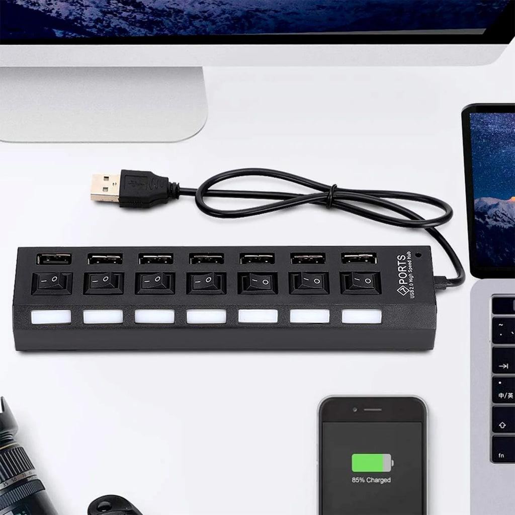 7-Port USB 2.0 Hub with Individual On/Off Switches