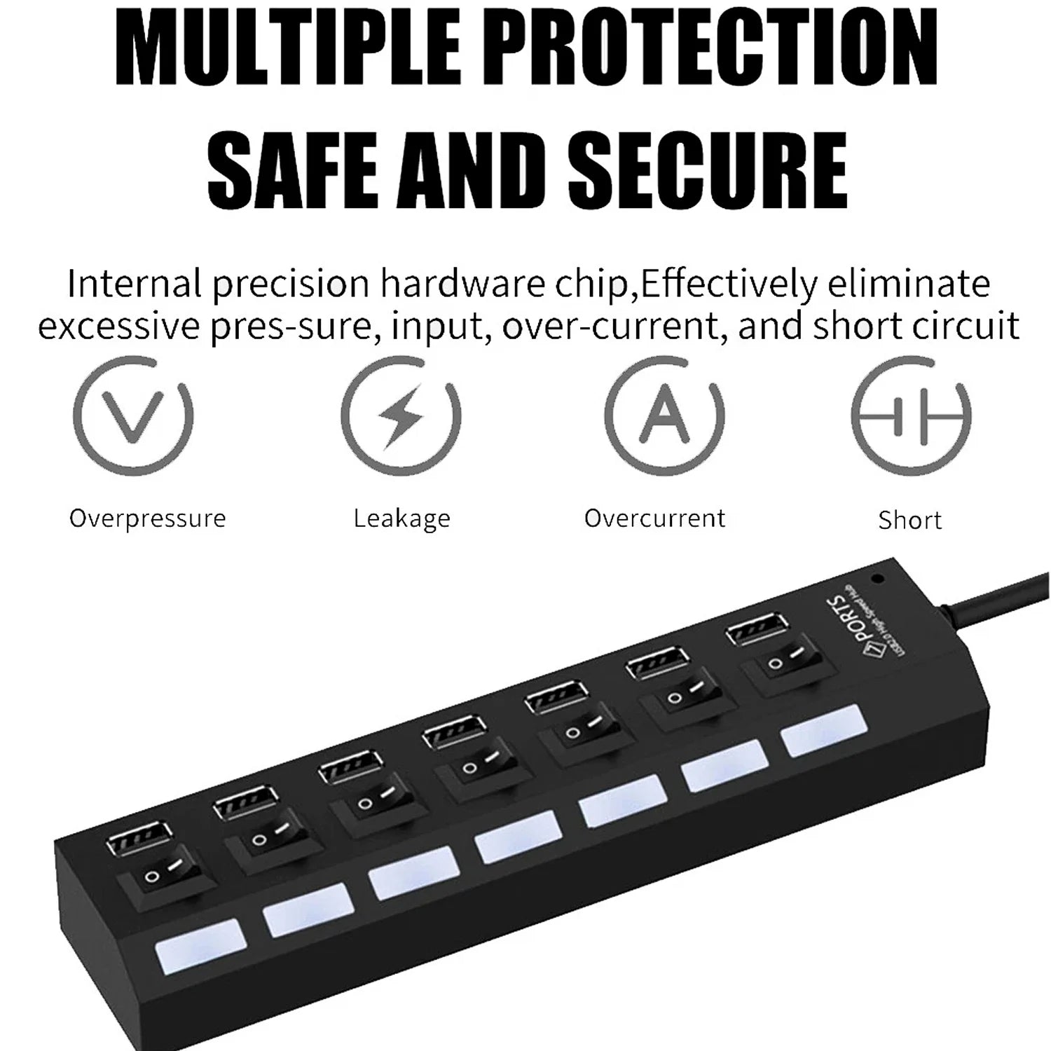 7-Port USB 2.0 Hub with Individual On/Off Switches