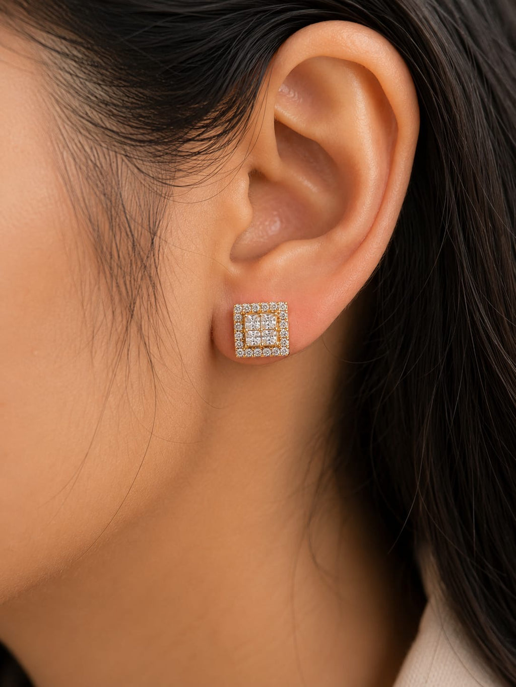 Royal Square Crystal Stud Earrings