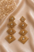 Golden Cascade Geometric Drop Earrings