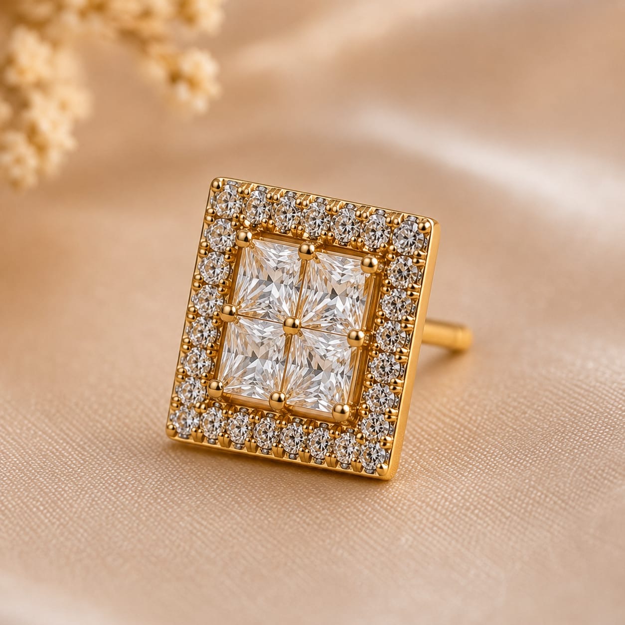 Royal Square Crystal Stud Earrings