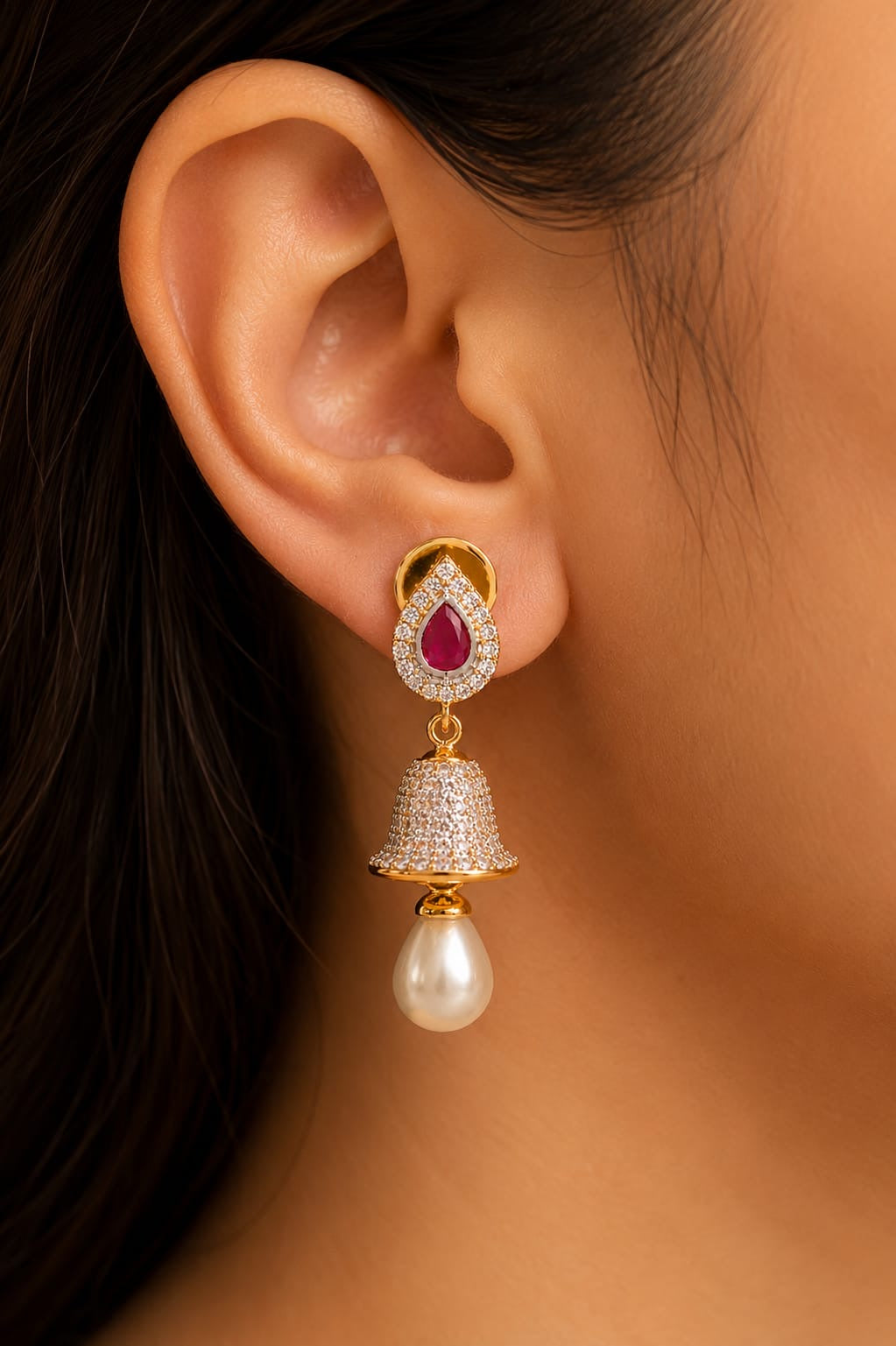 Ruby Élan Pearl Drop Earrings